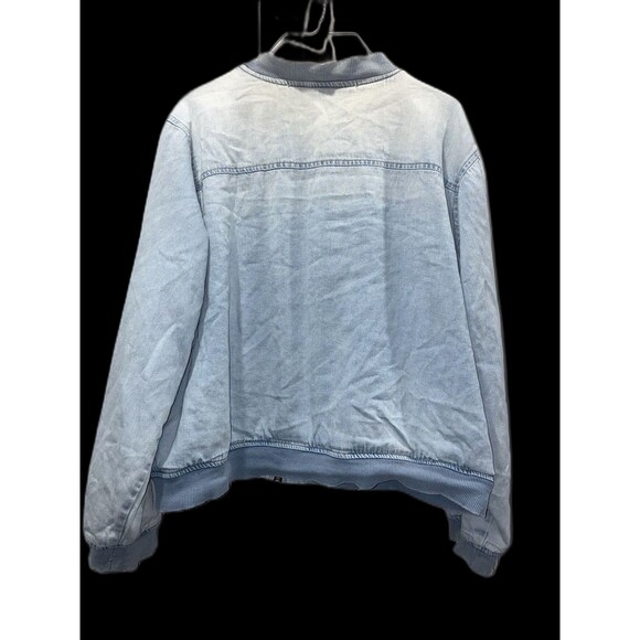 Highway Jeans Denim Bomber Jacket 2X Light Wash Zip Up Cotton Oversized - Picture 2 of 4